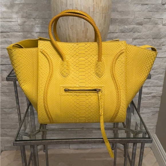 VERY GENTLY USED LIKE NEW!!! Sunflower 🌻 Yellow Python Large Celine Purse - Picture 6 of 6